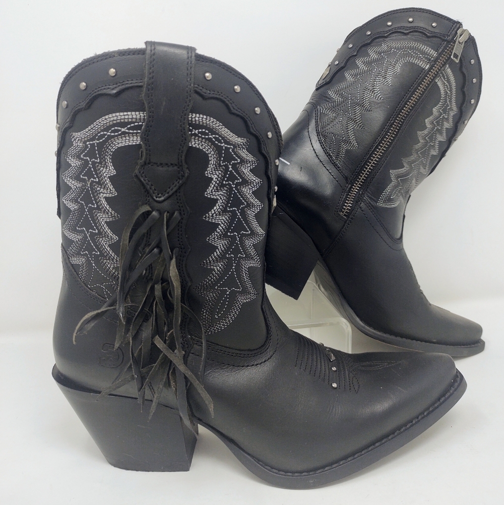 Durango Black Onyx Bootie Western Boot DRD0432 7 Cowgirl Festival Rodeo Fringe